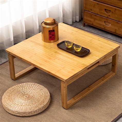 JUNZAI Japanese Wooden Folding Low with Folding Legs,Square Tea Table ...