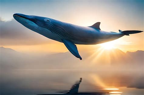 Premium AI Image | A whale in the sky with the sun behind it
