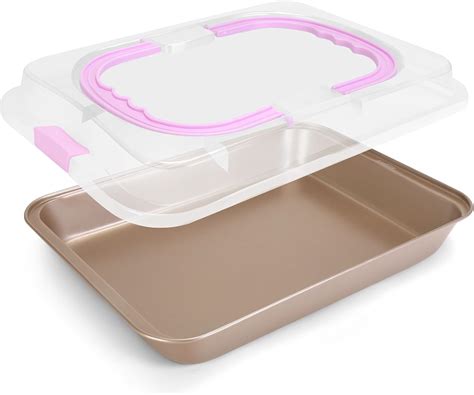 Amazon.com: EsOfficce Rectangular Cake Pan with Lid, 9 x 13 Inch Baking ...