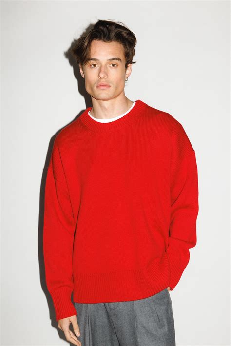 Palos Oversized Crew-Neck Sweater | Red | Mens red sweater, Sweater ...