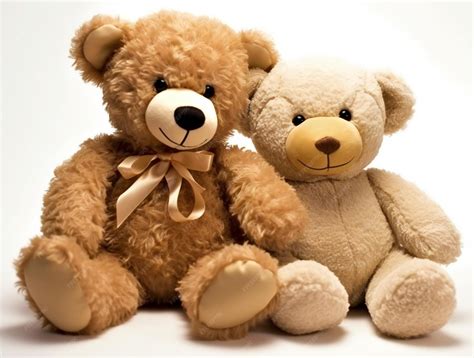 Dos osos de peluche se sientan juntos juguetes para niños aislados en ...