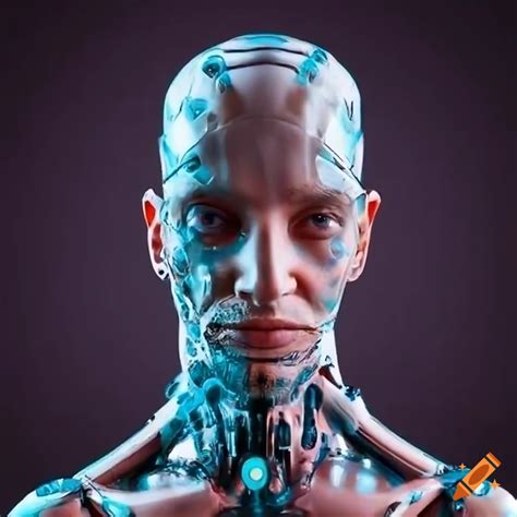 Photorealistic depiction of a skinny older male cyborg masseur on Craiyon