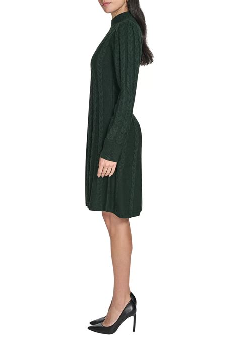 Jessica Howard Women's Long Sleeve Mock Neck Solid A-Line Sweater Dress ...