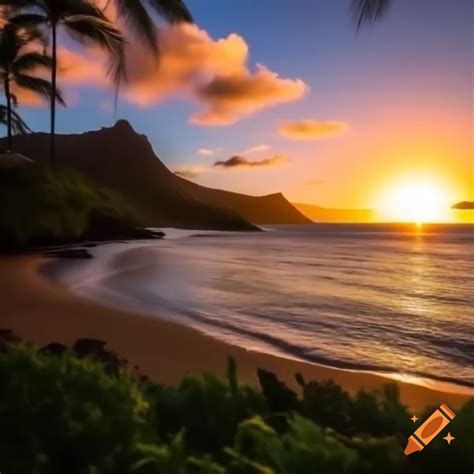 Sunset over Hawaii with vibrant colors on Craiyon