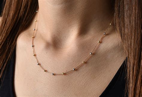 14k Solid Gold Bead Chain Necklace Gold Beaded Necklace - Etsy | Real ...