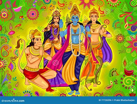 Indian God Rama with Laxman and Sita for Dussehra Festival Celebration ...