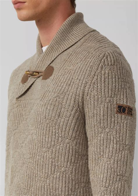 Wool blend sweater with shawl collar and texture - Beige | s.Oliver