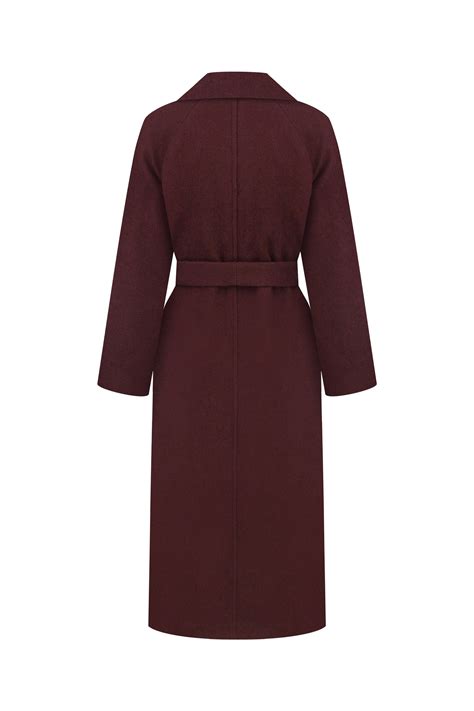 Long Burgundy Wool Coat, Burgundy Woolen Coat, Lined Warm Winter Coat ...