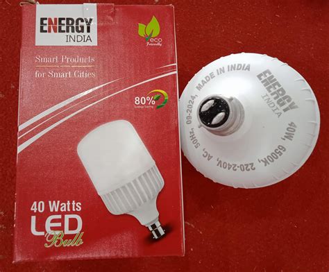 40 Watt Led Bulb - Plastic Material, Round Shape, White Color | Modern ...