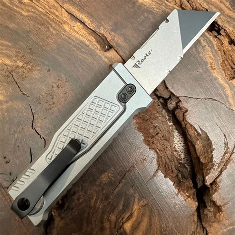 Reate EXO-U Utility Gravity Knife Silver Aluminum Diamond Patterned ...