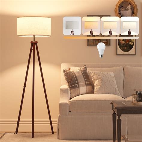 LiteHistory Wood Tripod Floor Lamps for Bedroom, Living Room, and ...