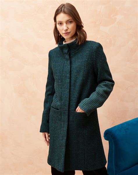 Blue Harris Tweed Coat | Women's Coats | Brora Fashion