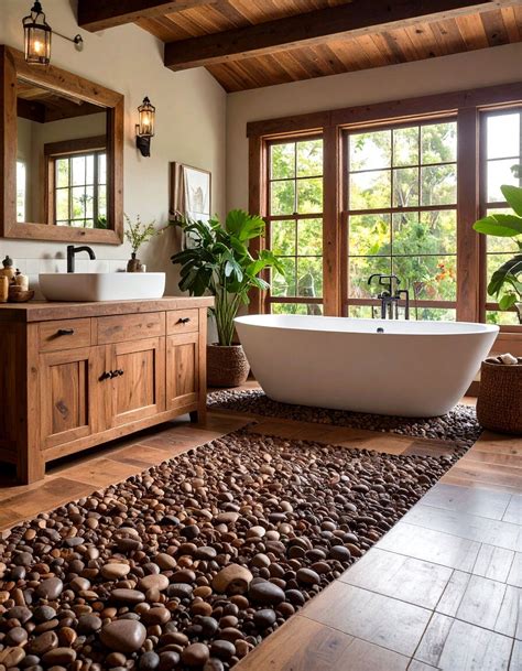 24 Pebble Tile Bathroom Ideas for Cozy Modern Baths - Too Much Time