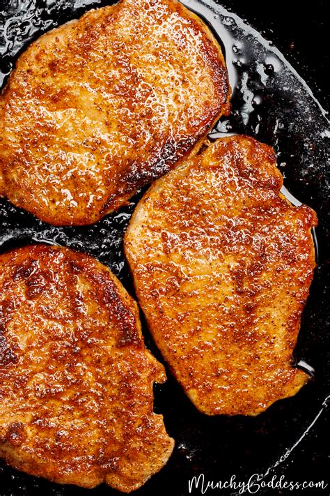 Easy and Juicy Thin Cut Pork Chops Recipe (no breading) | Munchy Goddess