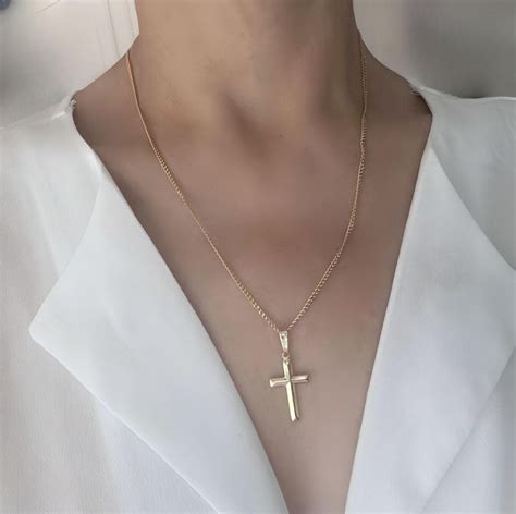 Gold Necklace Cross 14K