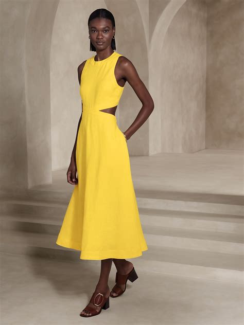 Banana Republic Lina Linen Cutout Midi Dress multi - 632597032