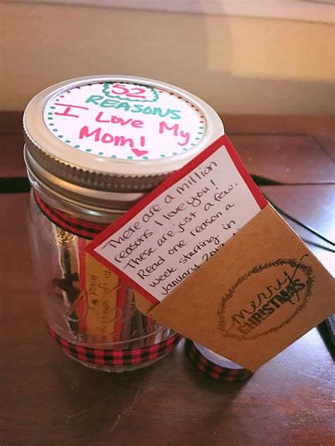 DIY Christmas gift for mom; 52 reasons I love my mom | Diy gifts for ...