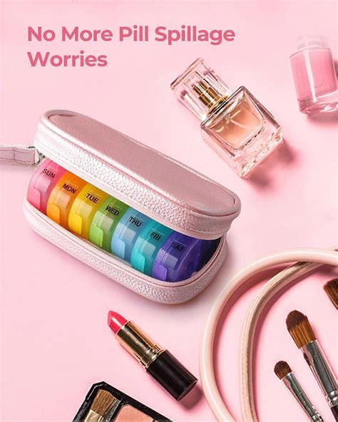 Cute Pill Organizer 2 Pills a Day, Leather Women's Pill Box, Portable ...