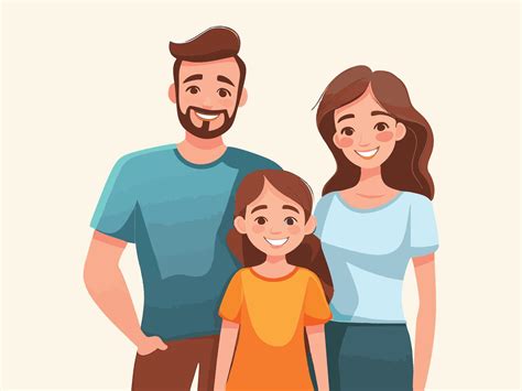 Happy cartoon family cartoon-style illustration. Three characters, a ...