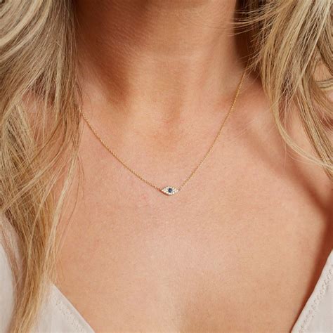 Pave Diamond Evil Eye Necklace – Baby Gold