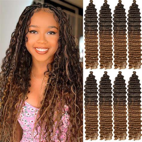Amazon.com : Ocean Wave Braiding Hair 7 Packs 24 Inch Deep Wave Wavy ...