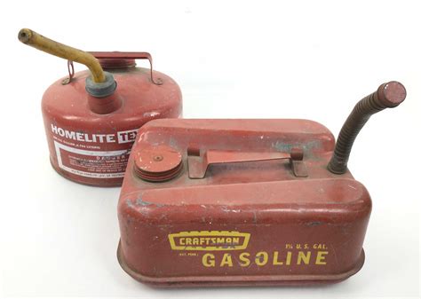 Lot - (2) Vintage Metal Fuel Cans, Craftsman, Homelite