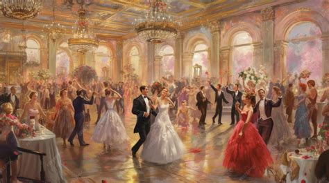 Painting of a couple dancing in a ballroom with a crowd of people generative ai | Premium AI ...