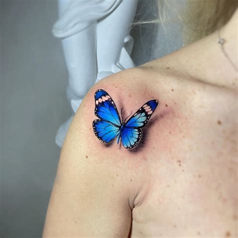 Blue Butterfly Tattoo Wrist