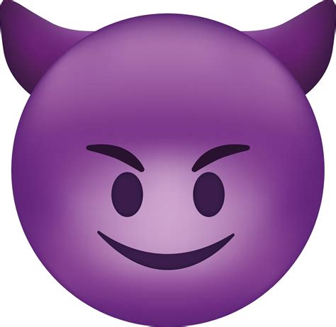 Evil devil emoji. Happy purple emoticon with devil horns 22932671 ...