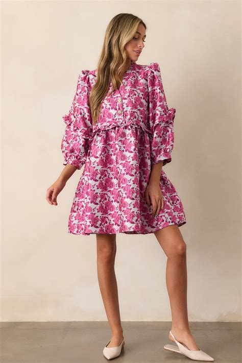 Pink Floral Puff Sleeve Mini Dress - Floral Dresses | Red Dress