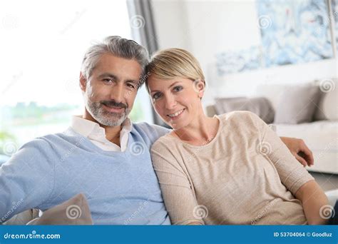 Happily Married Middle-aged Couple at Home Stock Photo - Image of ...