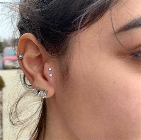 Double Tragus Ear Piercings
