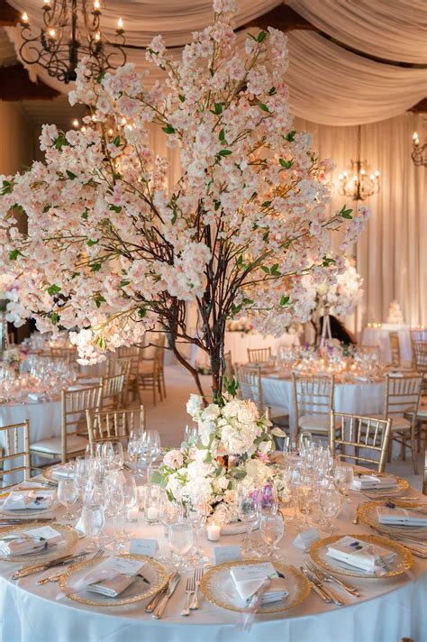 wedding centerpiece tall cherry blossom faux tree with white pink ...