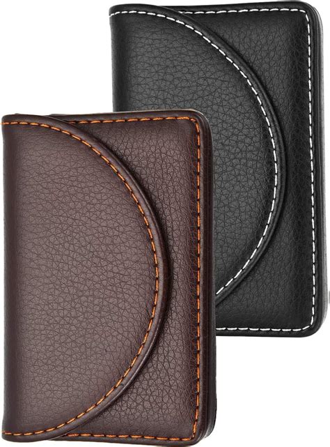 Angju 2 PCS Leather Business Card Case Holder, Pocket Cards Wallet Case ...