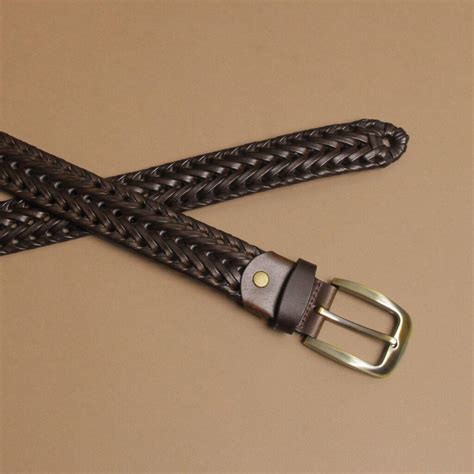 Braided Leather Belt - Dark Brown - Leather Gallery