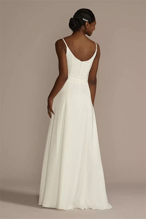 As Is Cowl Neck Crepe Scoop Back Wedding Dress | David's Bridal