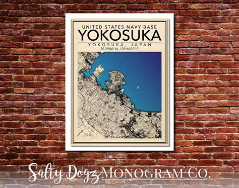 Wall Art Map Print of US Naval Base Yokosuka, Japan! - Etsy