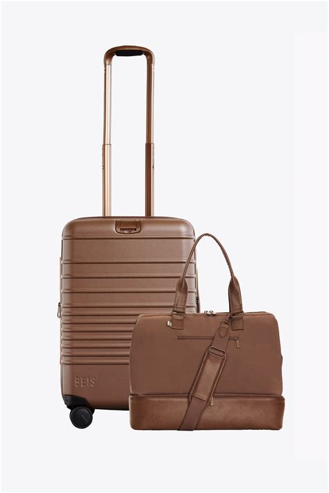 BÉIS 'The Travel Starter Set' in Maple - Carry-On Luggage and Weekender ...