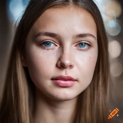 Close up portrait of a beautiful russian girl on Craiyon