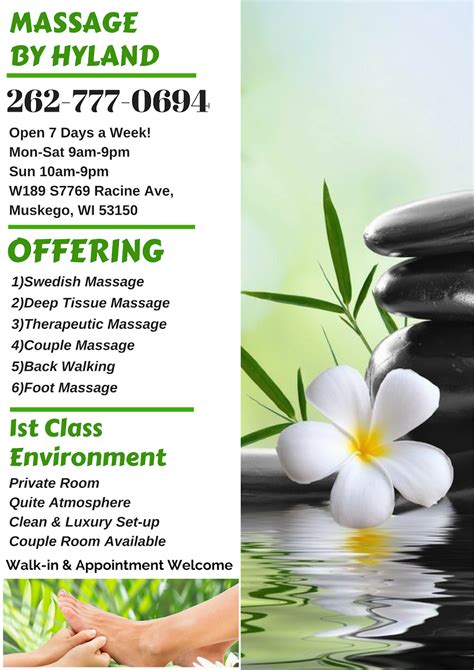Massage By Hyland - W189 S7769, Racine Ave, Muskego, WI 53150 - Hours ...