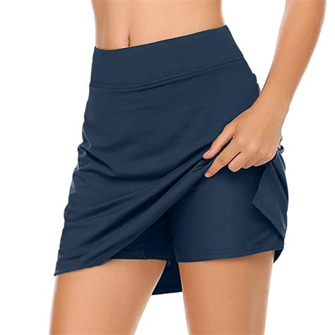 Munlar High Waisted Navy Fitness Golf Skorts for Women with Liner ...