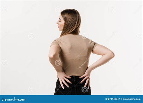Girl Feel Backache Spine Pain because of UTI Pyelonephritis Disease. Kidney Infection ...