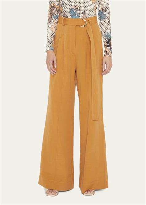 Ulla Johnson Kori Belted High-Rise Wide-Leg Pants - Bergdorf Goodman