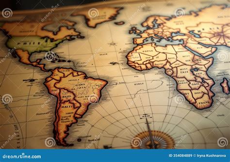 Vintage World Map With Antique Style. Detailed Map Shows Countries Names. Retro Design. Ideal ...