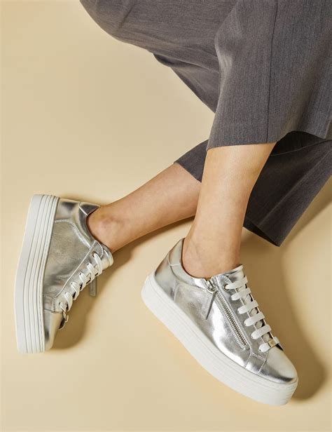 Leather Lace Up Flatform Trainers | Jones Bootmaker | M&S