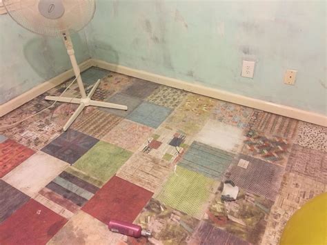 Patchwork Paper Bag Flooring for a Creative and Affordable Home Decor Idea