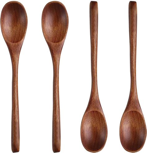 Amazon.com: Long Handle Wooden Spoons for Eating, 9.2 Inch Wood Soup ...