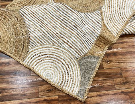 Handmade Jute Rug Indian Natural Jute Designer Rug Modern Area Rug Luxury Rug Braided Jute Rug ...