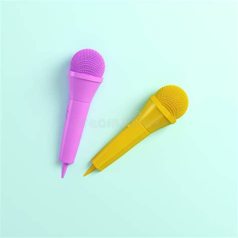 Pink and Yellow Microphones on Bright Background Stock Illustration ...