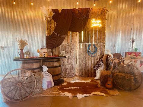 Cowboy theme backdrop | Cowboy theme party, Cowboy party decorations ...